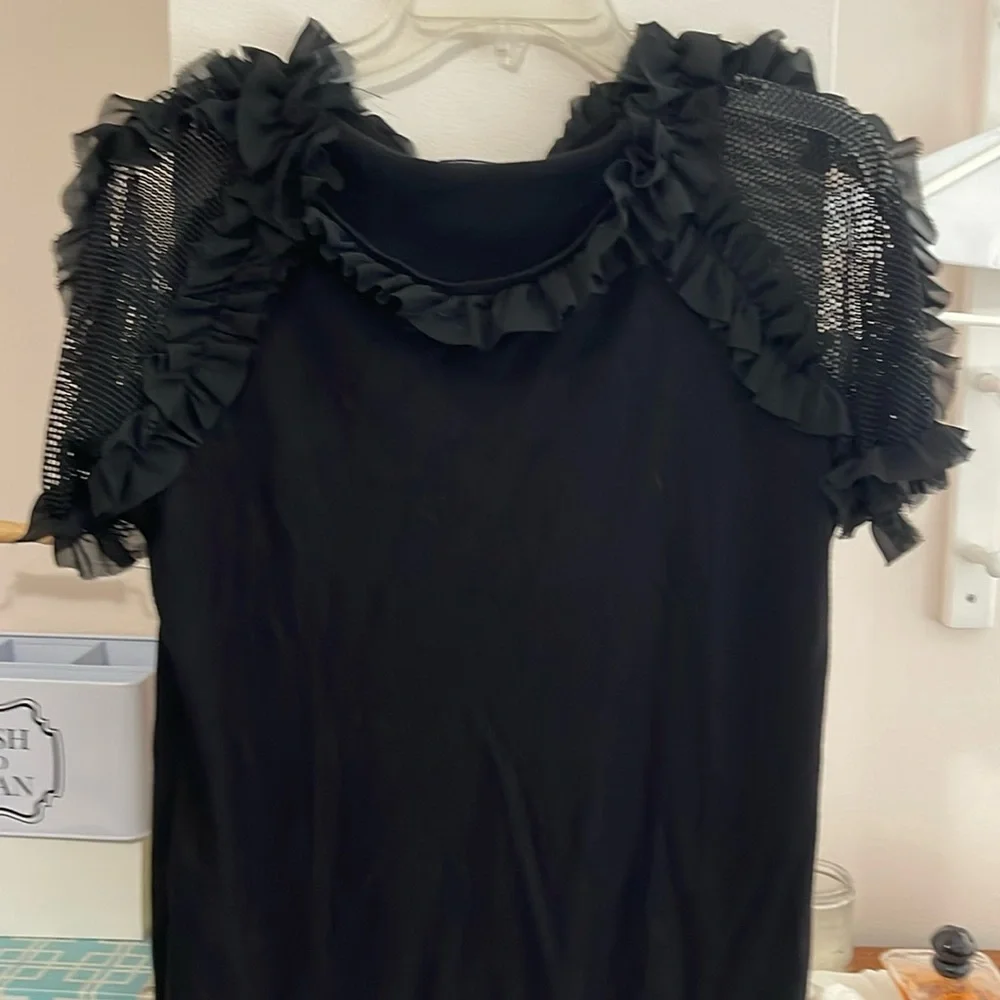 Black, short sleeve sweater with decorative sleeves - Picture 1 of 4